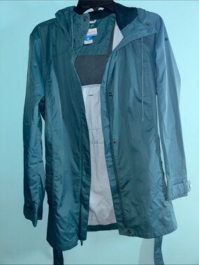 Columbia Teal Hooded Rain Jacket